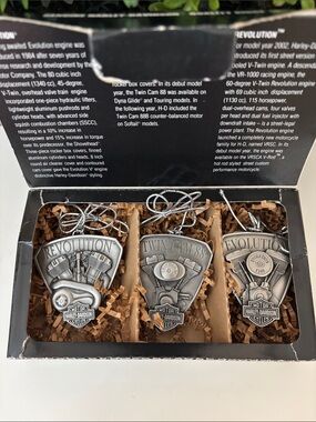 Harley-Davidson Silver Engine Ornament Set - 3-Pack